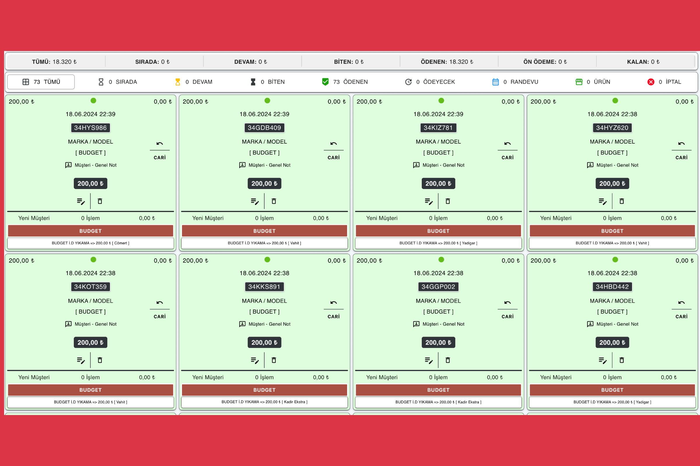 Türkiye'nin En Gelişmiş Oto Yıkama Takip Sistemi