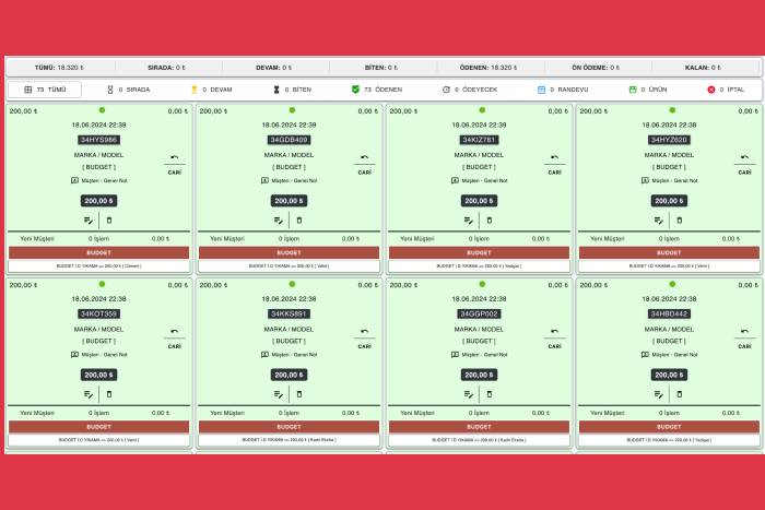 Türkiye'nin En Gelişmiş Oto Yıkama Takip Sistemi